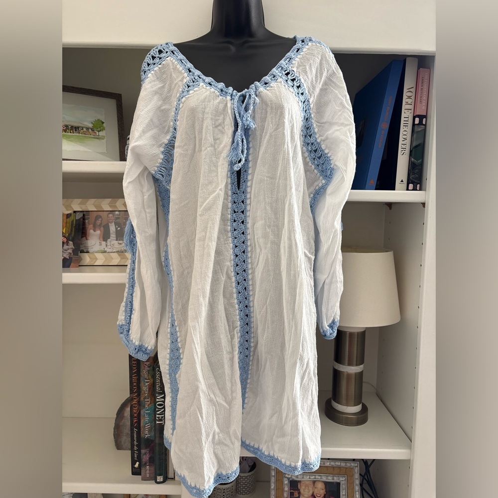 Anna Kosturova Blue and White Swim Cover-Up